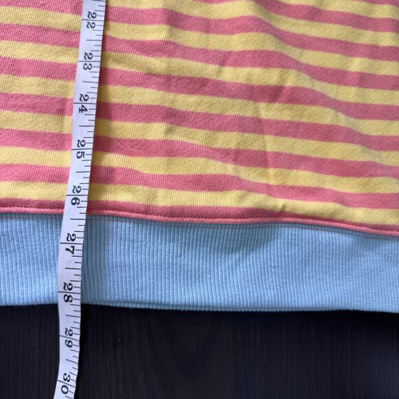 Free People Sweatshirt Womens Large Classic Striped Oversized Crewneck Tangerine - Picture 8 of 10